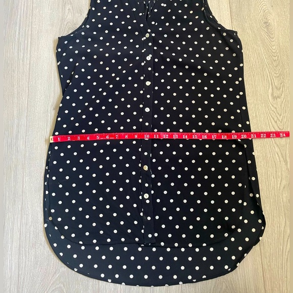 Polkadot Sleeveless Black and White Button Shirt Blouse - Picture 8 of 12